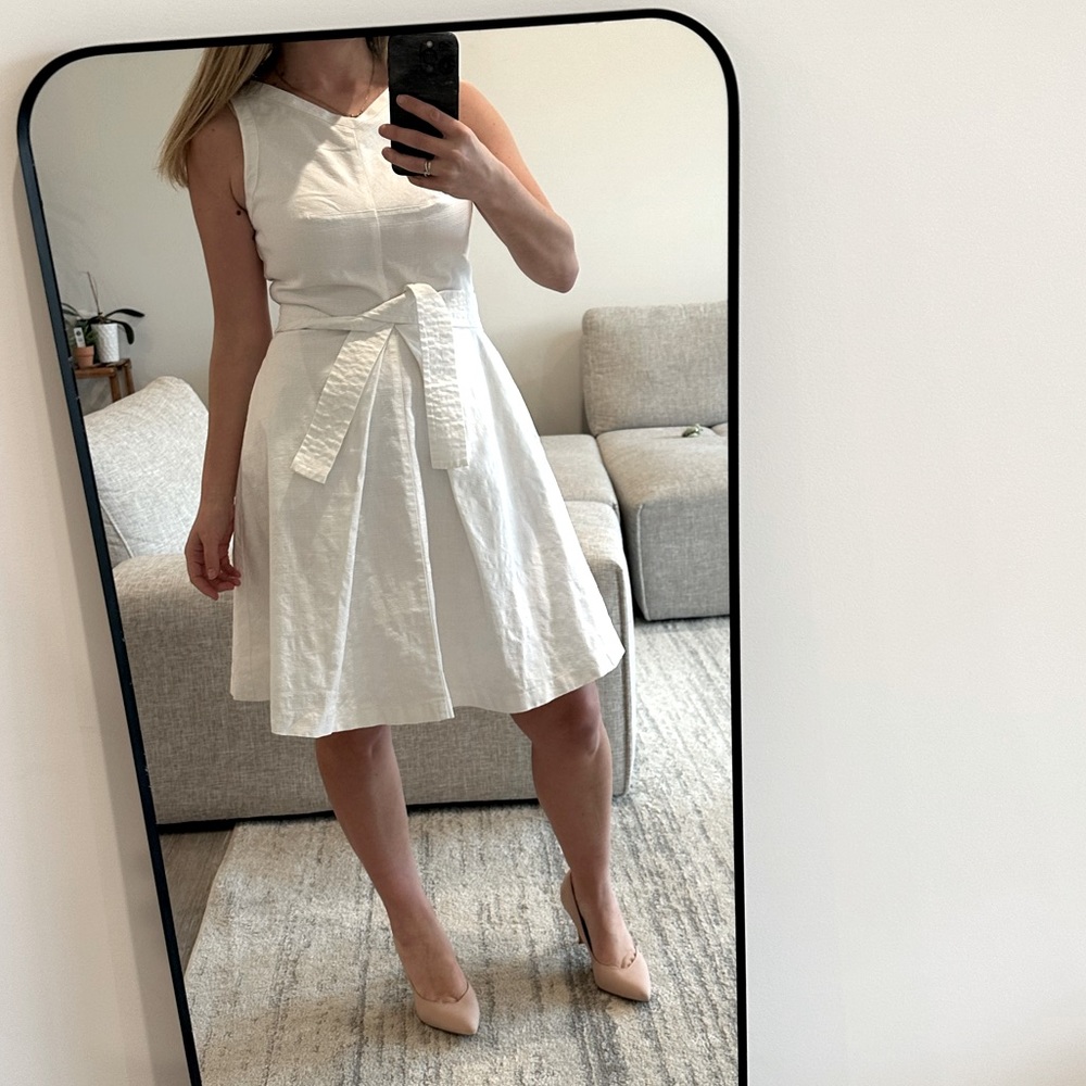 Ann Taylor White A line Cotton Dress with pockets Size 4 - Picture 5 of 11